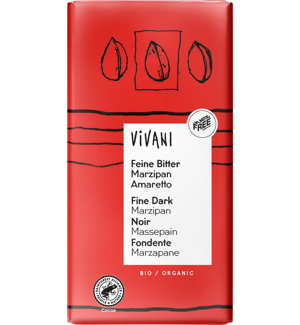 Vivani Chocolade Puur Met Marsepein & Amaretto Bio (100 gr)