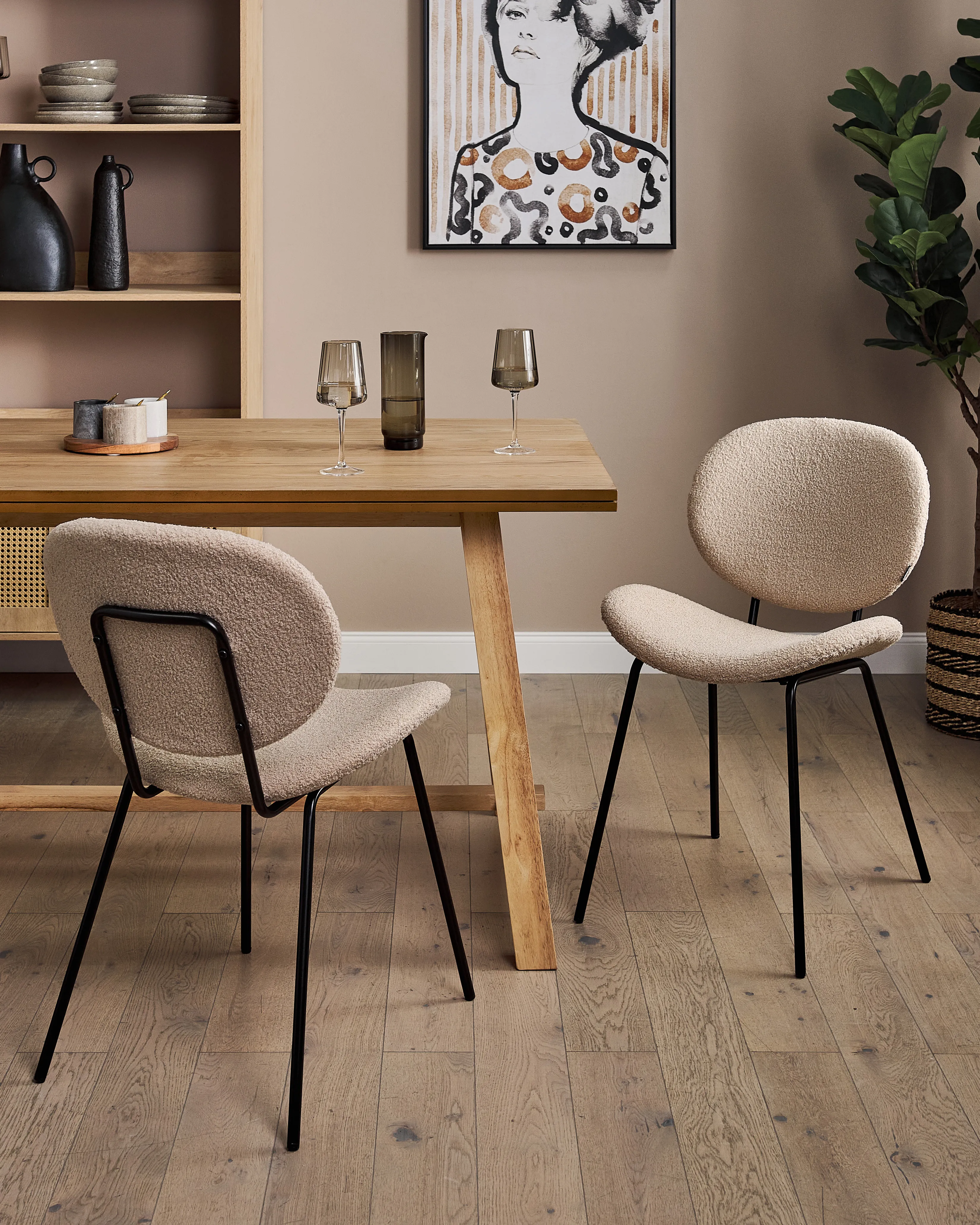 Set van 2 eetkamerstoelen LUANA Bouclé Taupe