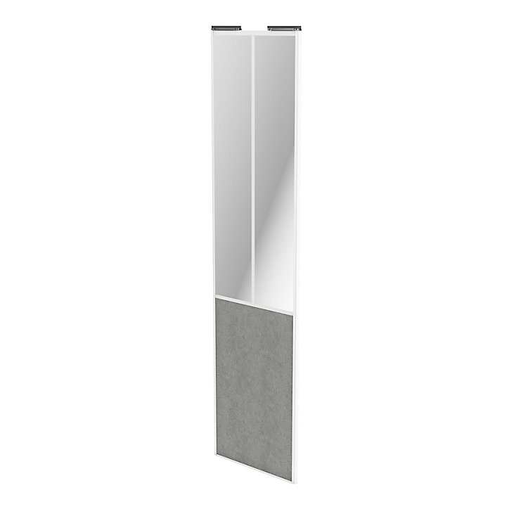 Porte de placard coulissante atelier béton profil blanc GoodHome Arius H. 248,5 x L. 61.2 cm + amortisseurs