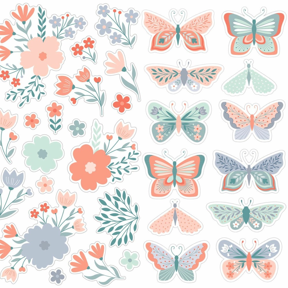 Lot stickers 3d fleurs / papillons