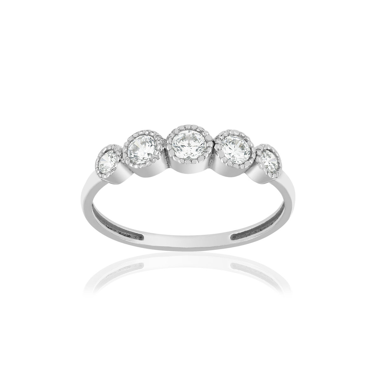 Bague or 375 blanc zirconia blanc