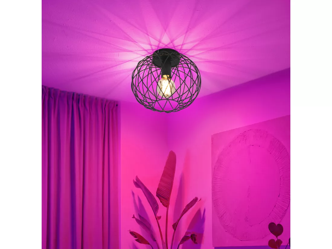 NETTLIFE Plafonnier E27 Rond Noir 30CM Max. 40W Lampe de Couloir en Métal Rétro Vintage Abat-Jour Industriel pour Allée Salon Chambre Cuisine