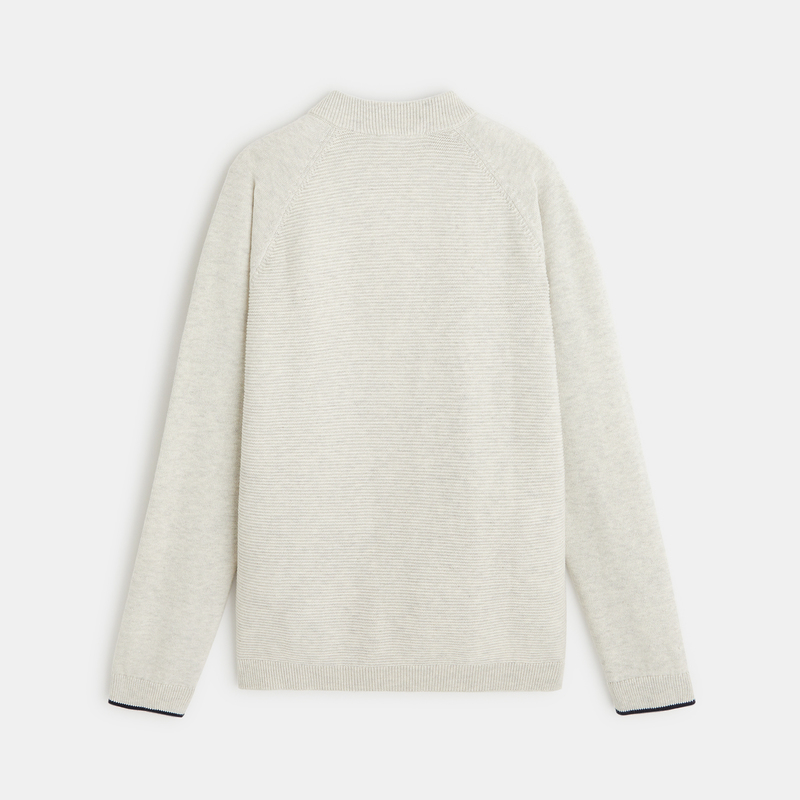 Gilet teddy zippé en maille fine blanc garçon