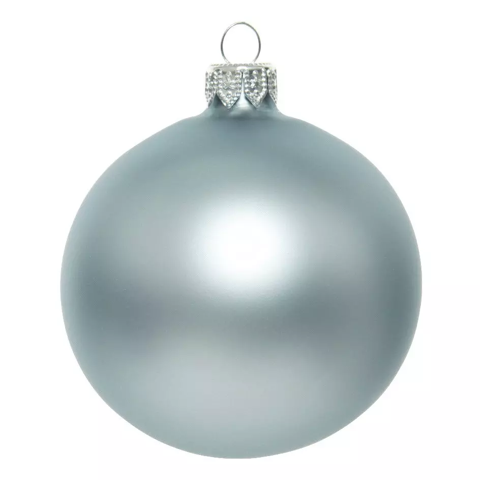 Lot de 4 boules de Noël en verre (D100 mm) Arctique mate Bleu brumeux