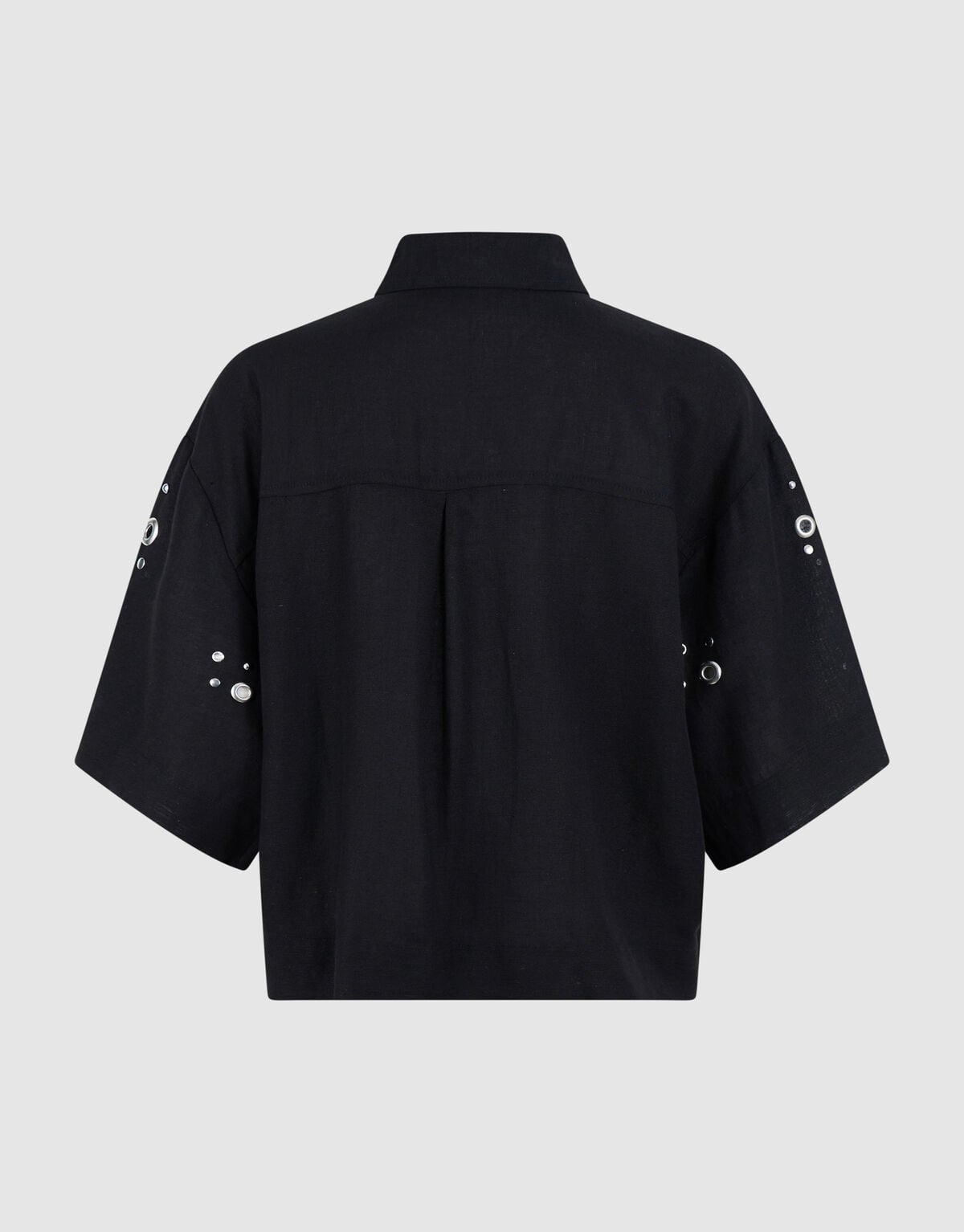 Linnen Eyelet Blouse Zwart