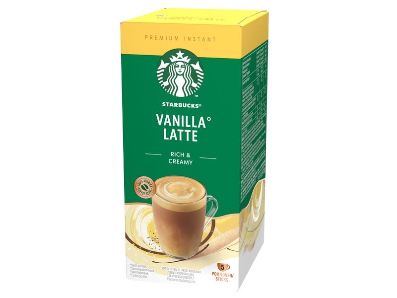 Starbucks Instant Kaffee Vanilla Latte 5 Stück Getränkepulver auf der Basis von löslichem Kaffee mit Vanillegeschmack