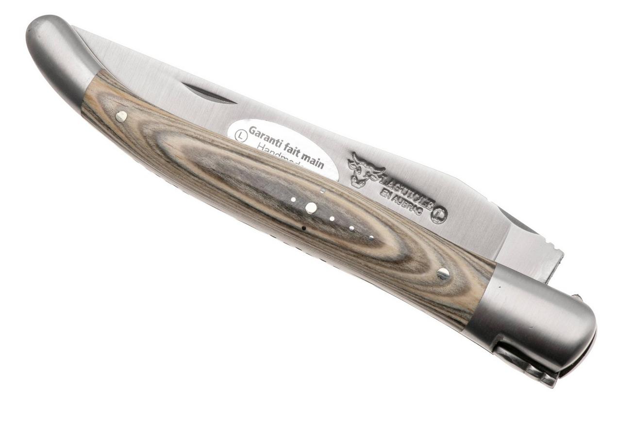 Laguiole en Aubrac Khaki Pakkawood, Matt Bolsters, zakmes, 12 cm