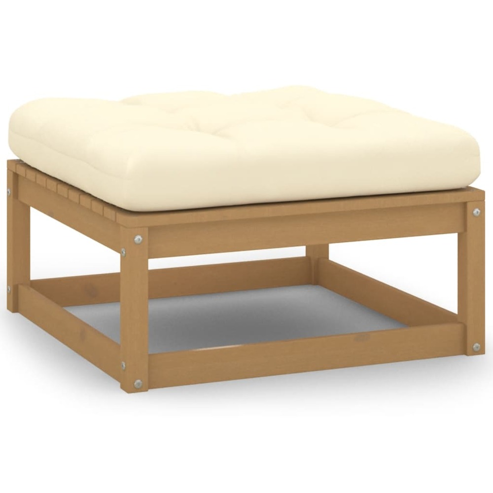 Salon de jardin meuble d'extérieur ensemble de mobilier 10 pièces avec coussins marron miel bois de pin