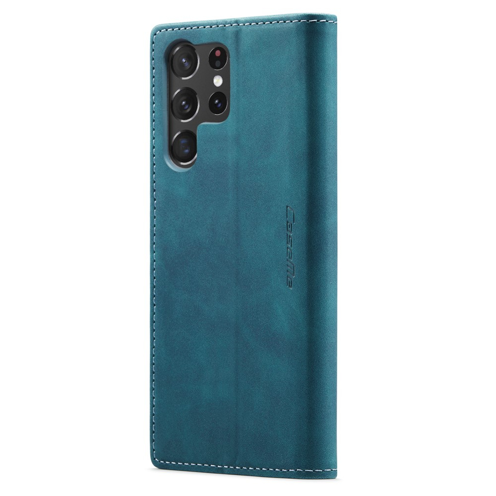 Samsung Galaxy S23 Ultra 5G Leder Tasche Flip Wallet Etui mit Kartenfächern - Blaugrün