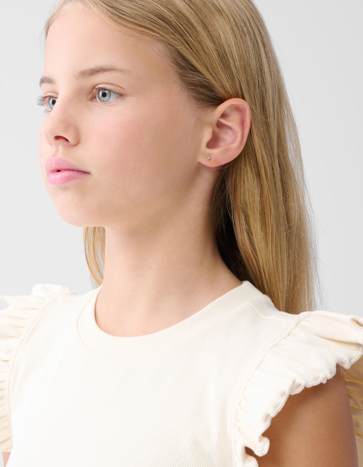 Ruffle Rib Top Gebroken Wit