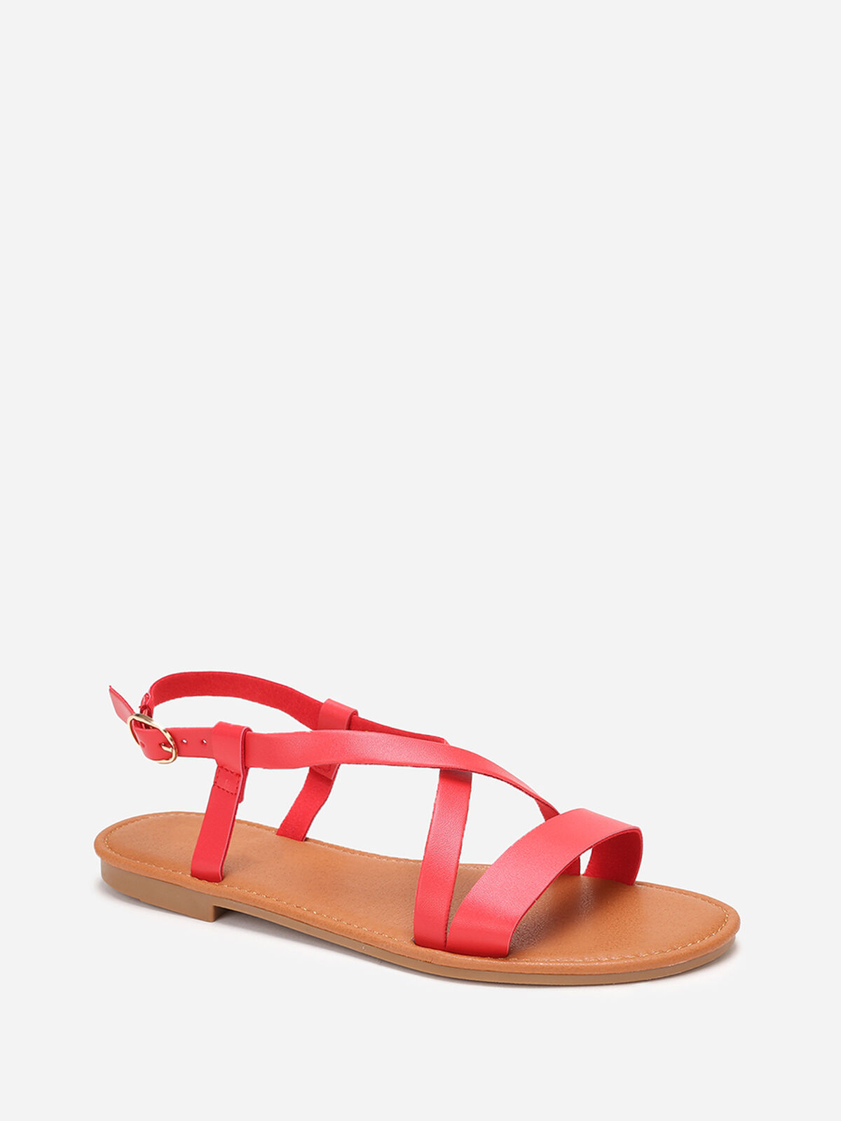 Sandales plates avec fines brides- Rouge