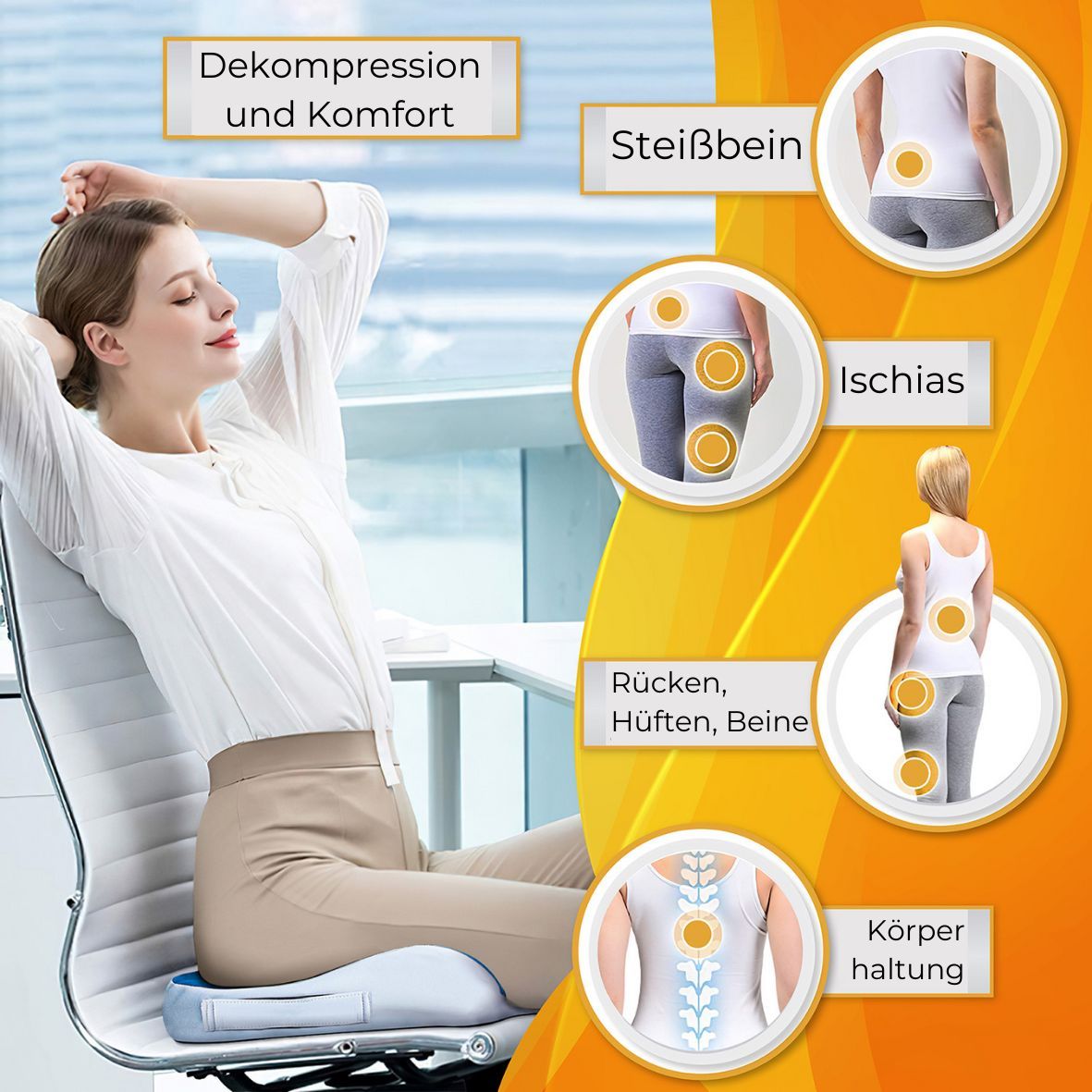 INPHYSIO Ergonomisches Sitzkissen, Memory-Schaum