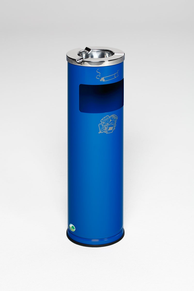 PROREGAL Robuuste Combinatie Asbak met Gepolijste Asbak Inzet 11,6 Liter HxBxD 66 x 20 x 20 cm Gegalvaniseerd Staalblauw