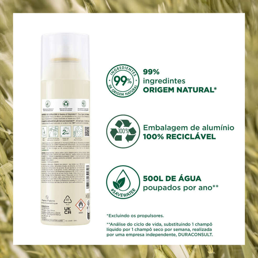 KLORANE  Champô Seco Aveia e Ceramidas (Cabelo Castanho) - 50ml