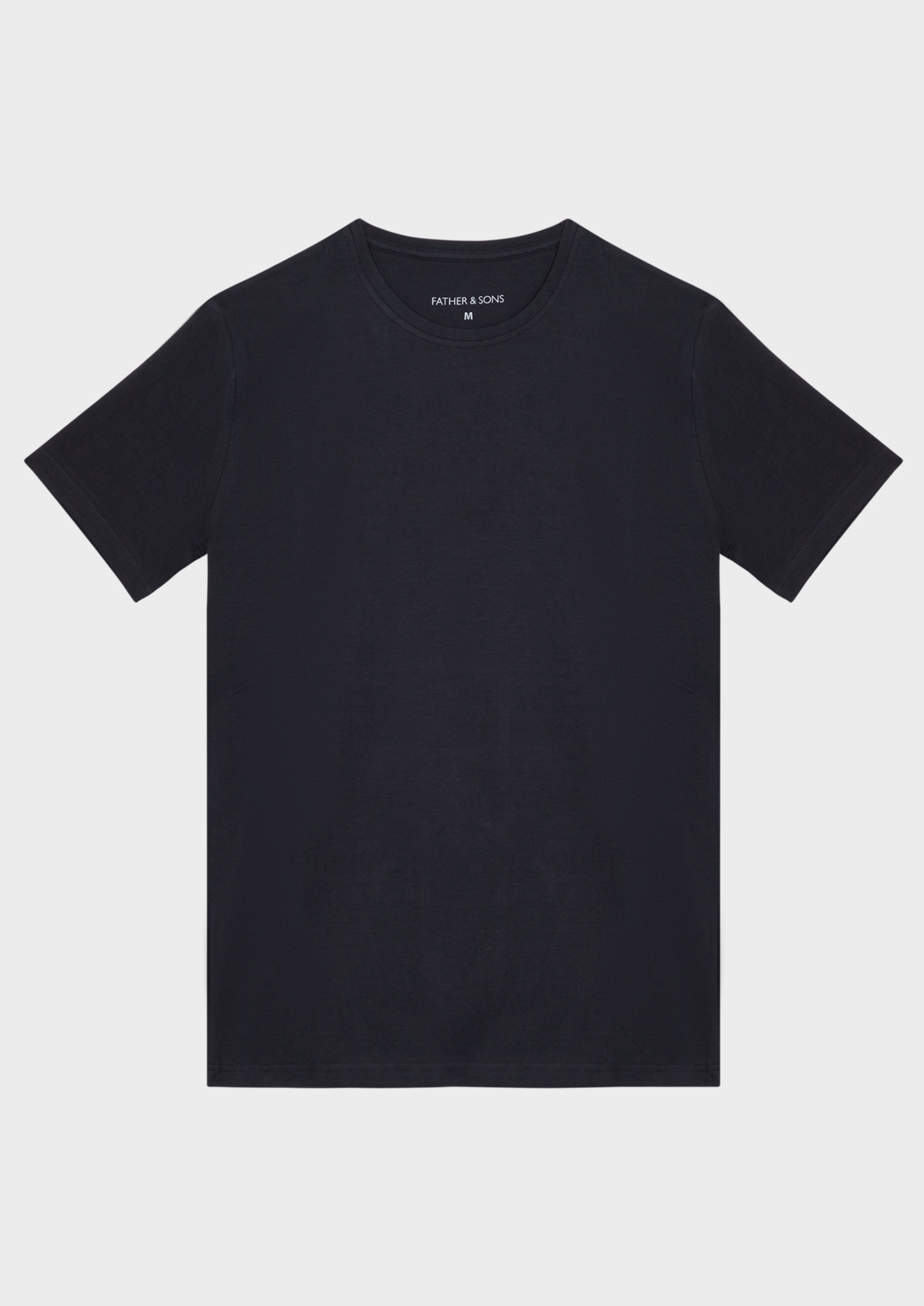Tee-shirt manches courtes en coton stretch col rond uni bleu marine