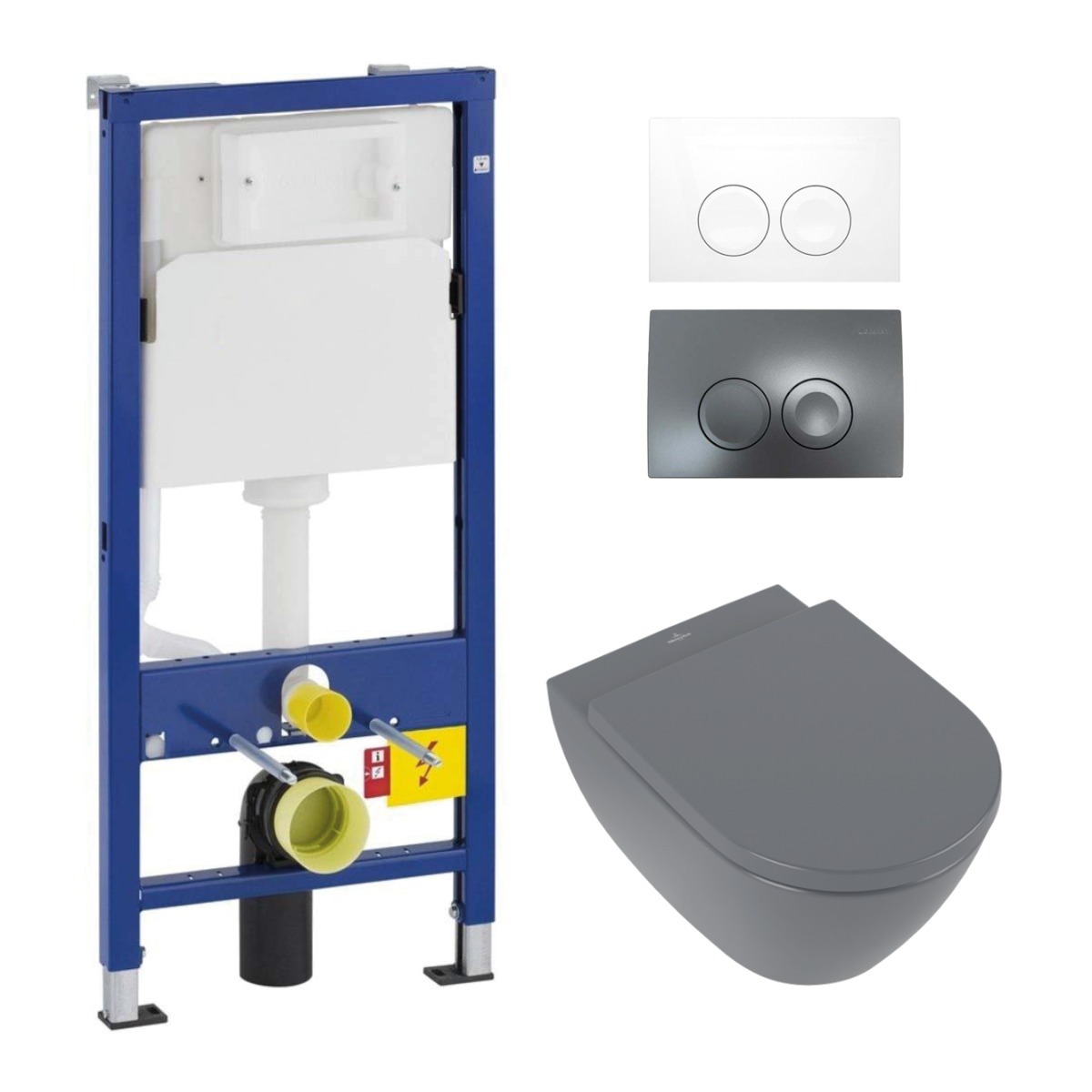 Geberit UP100 toiletset met Villeroy en Boch Subway 2.0 antraciet toilet met DirectFlush en CeramicPlus