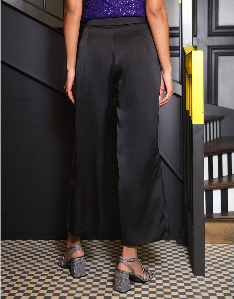 Pantalon chic satiné noir
