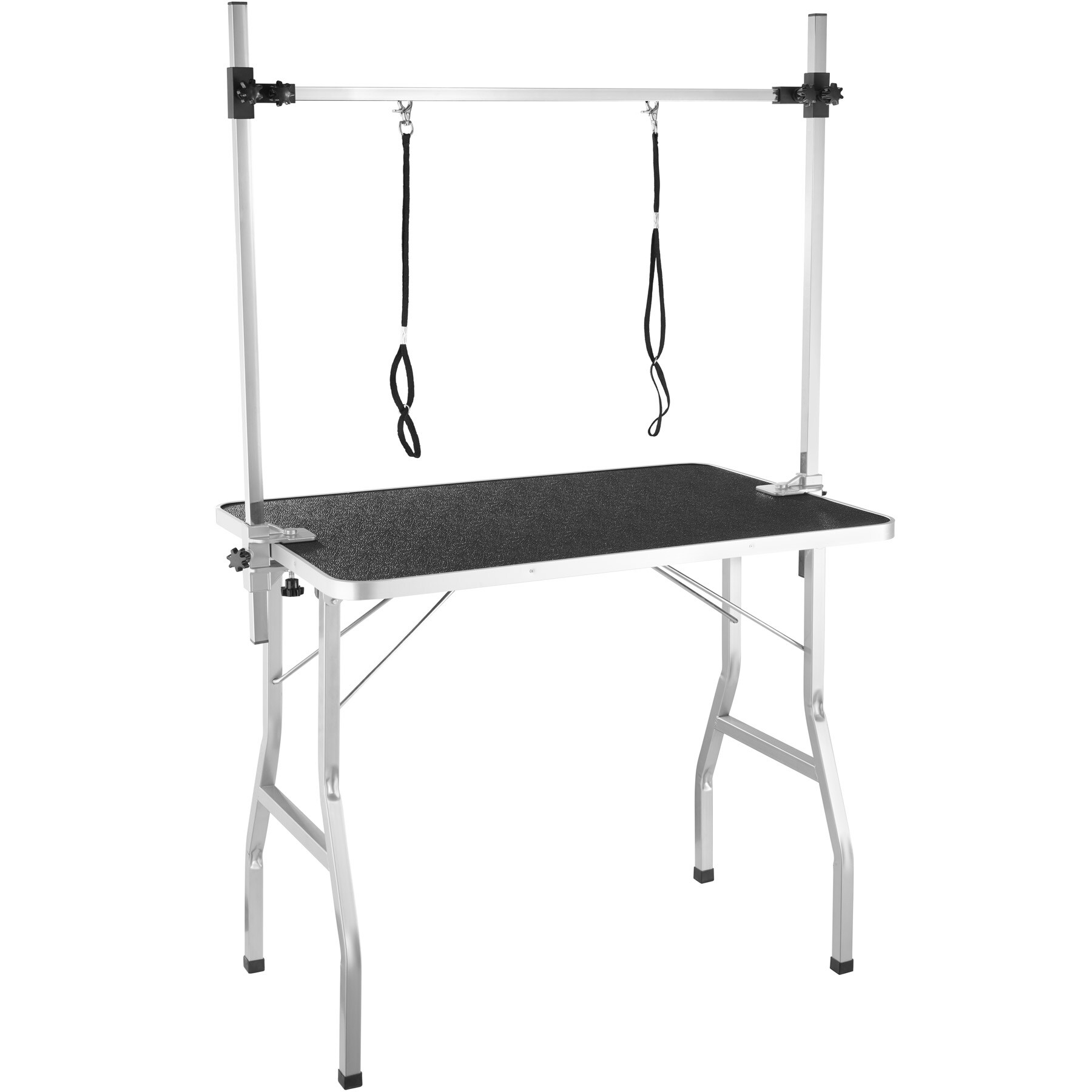 tectake® Trimmtisch, mit höhenverstellbarem Galgen und 2 Schlingen, rutschfeste und kratzfeste Gummibeschichtung, Belastbarkeit 60 kg