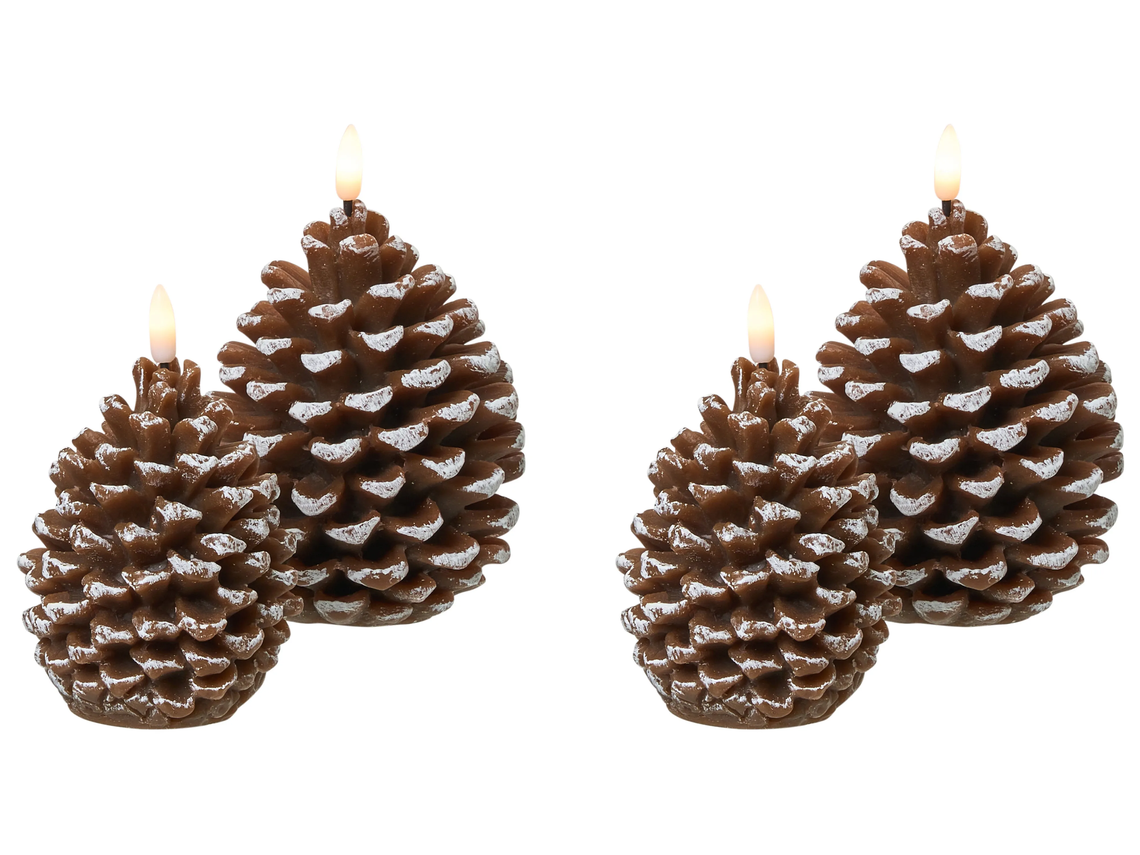 Set van 4 LED kaarsen IVRESSE Dennenappel 15/12 cm Bruin