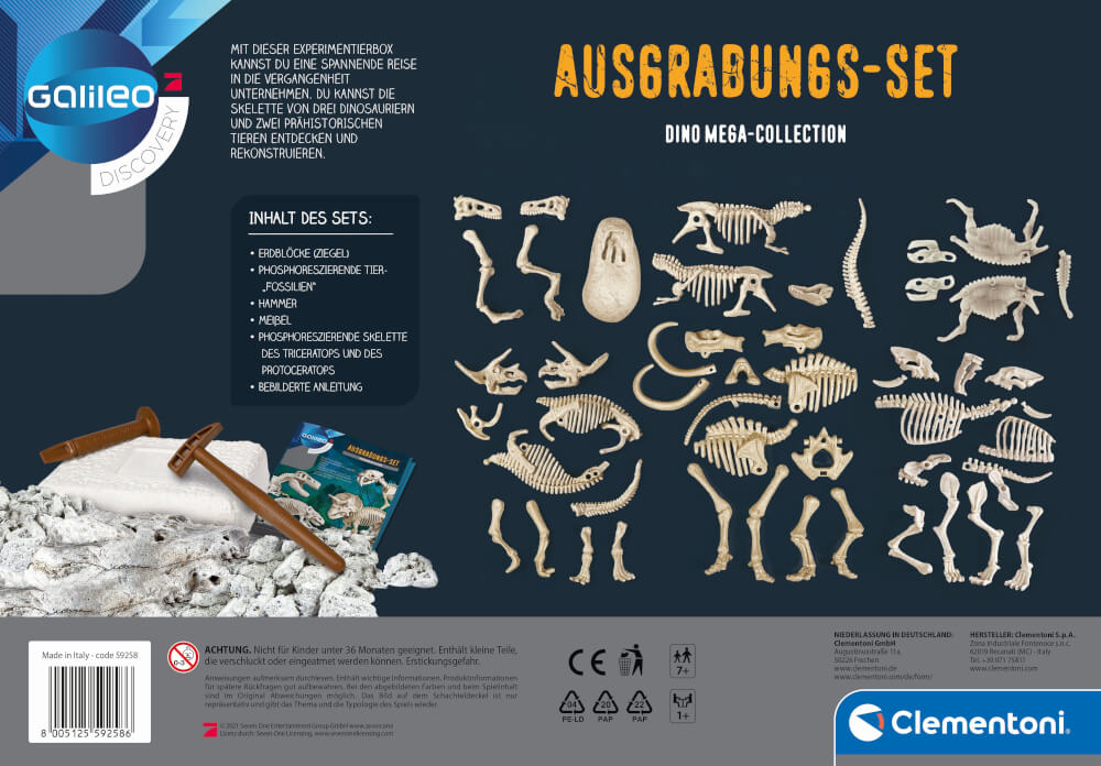Clementoni Ausgrabungs-Set Dino Mega-Collection