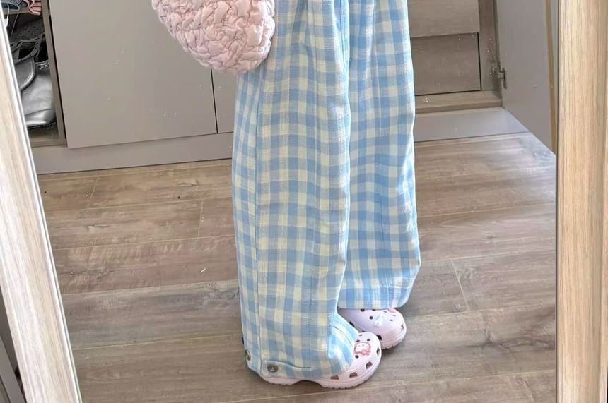 GOUB - High Rise Gingham Wide Leg Broek