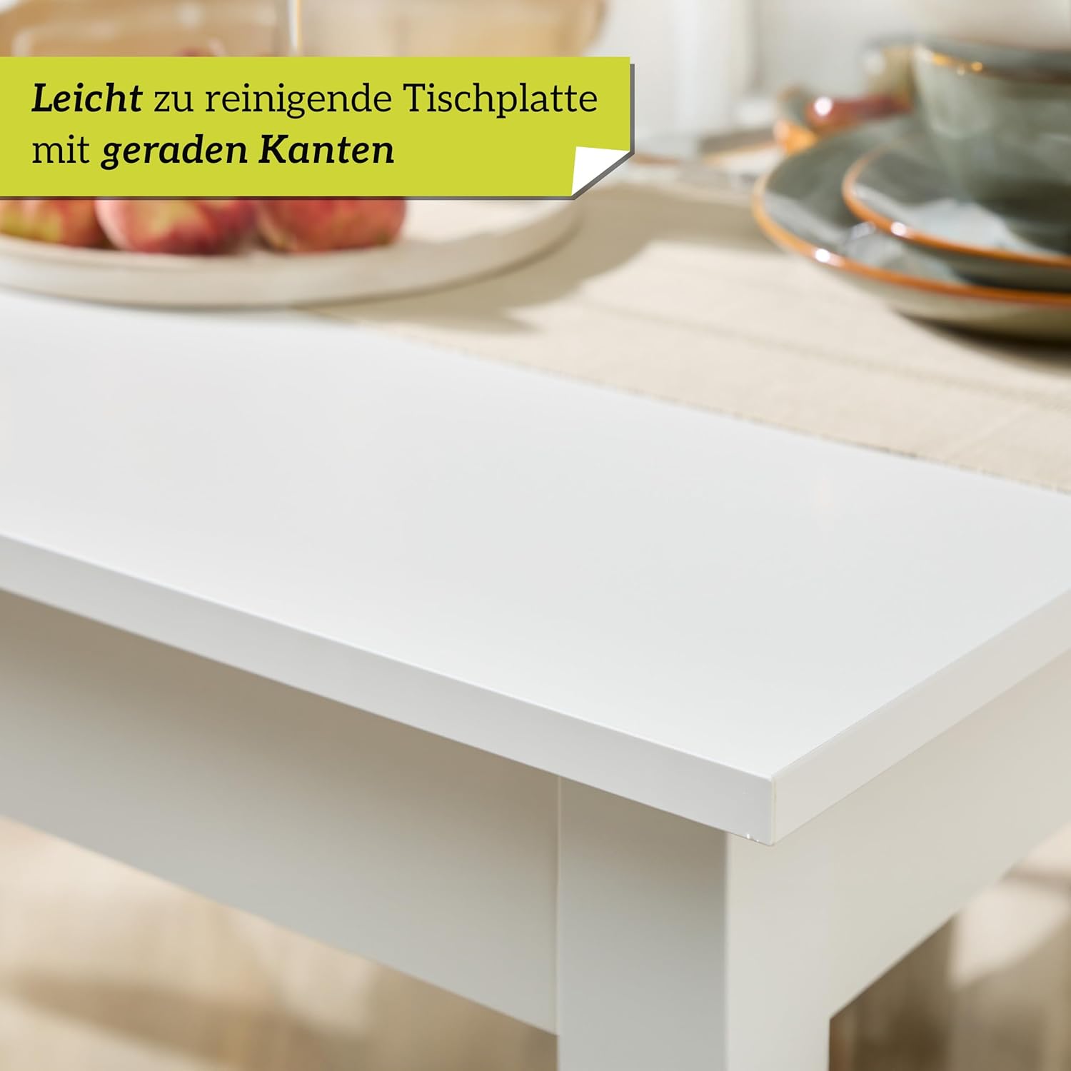 smart Esstisch 140x80 cm Weiß, Küchentisch ausziehbar bis 180 cm, Esszimmertisch aus Holzwerkstoff inkl. erweiterbare Auszugsplatte, moderner Tisch für bis zu 8 Personen