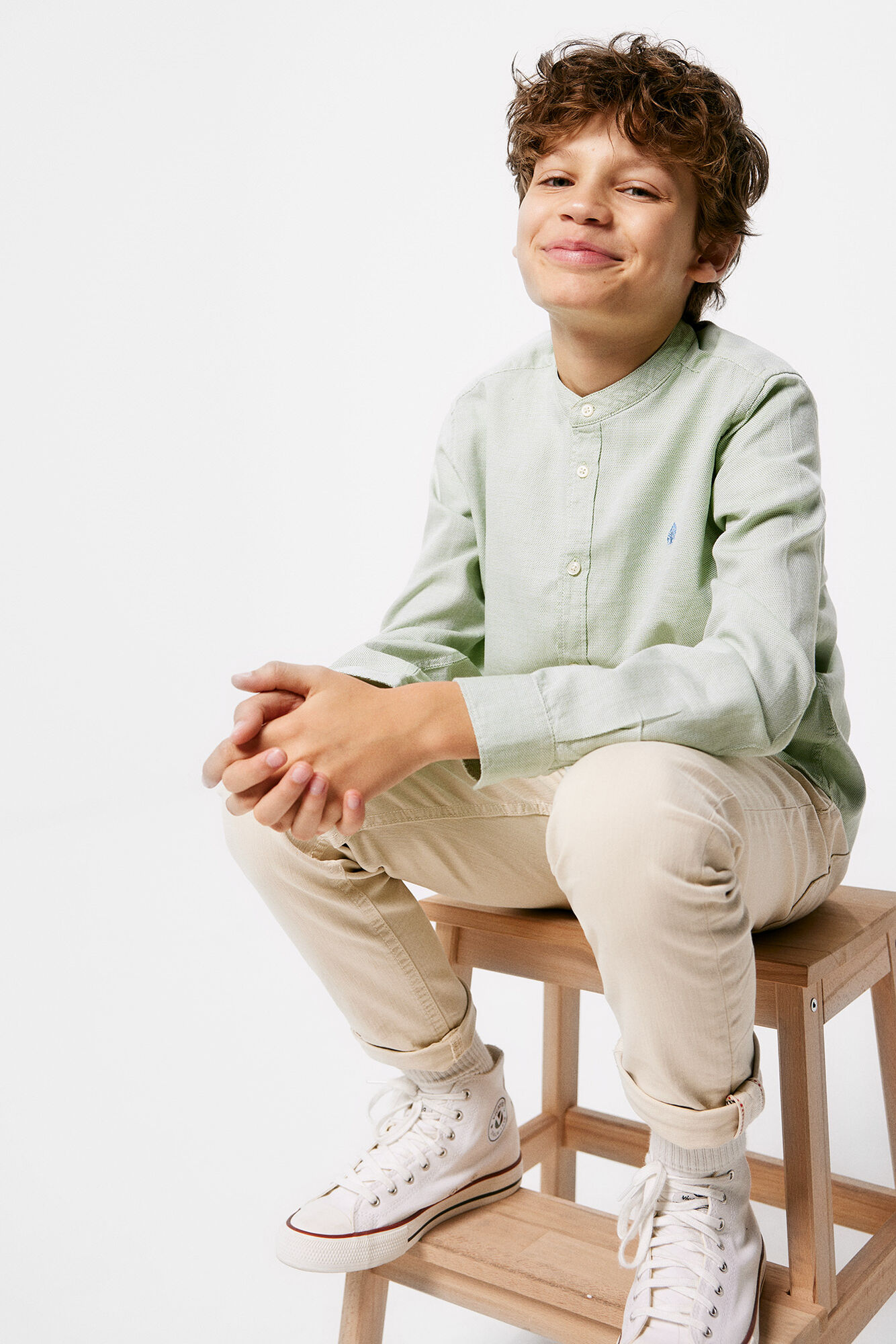 Camisa de gola Mao para meninos