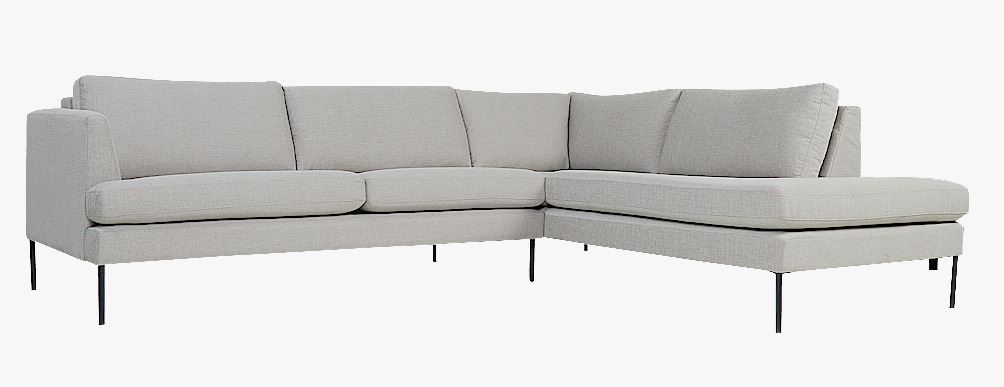 Sofa åpen ende høyre grå - 269x220x80 cm