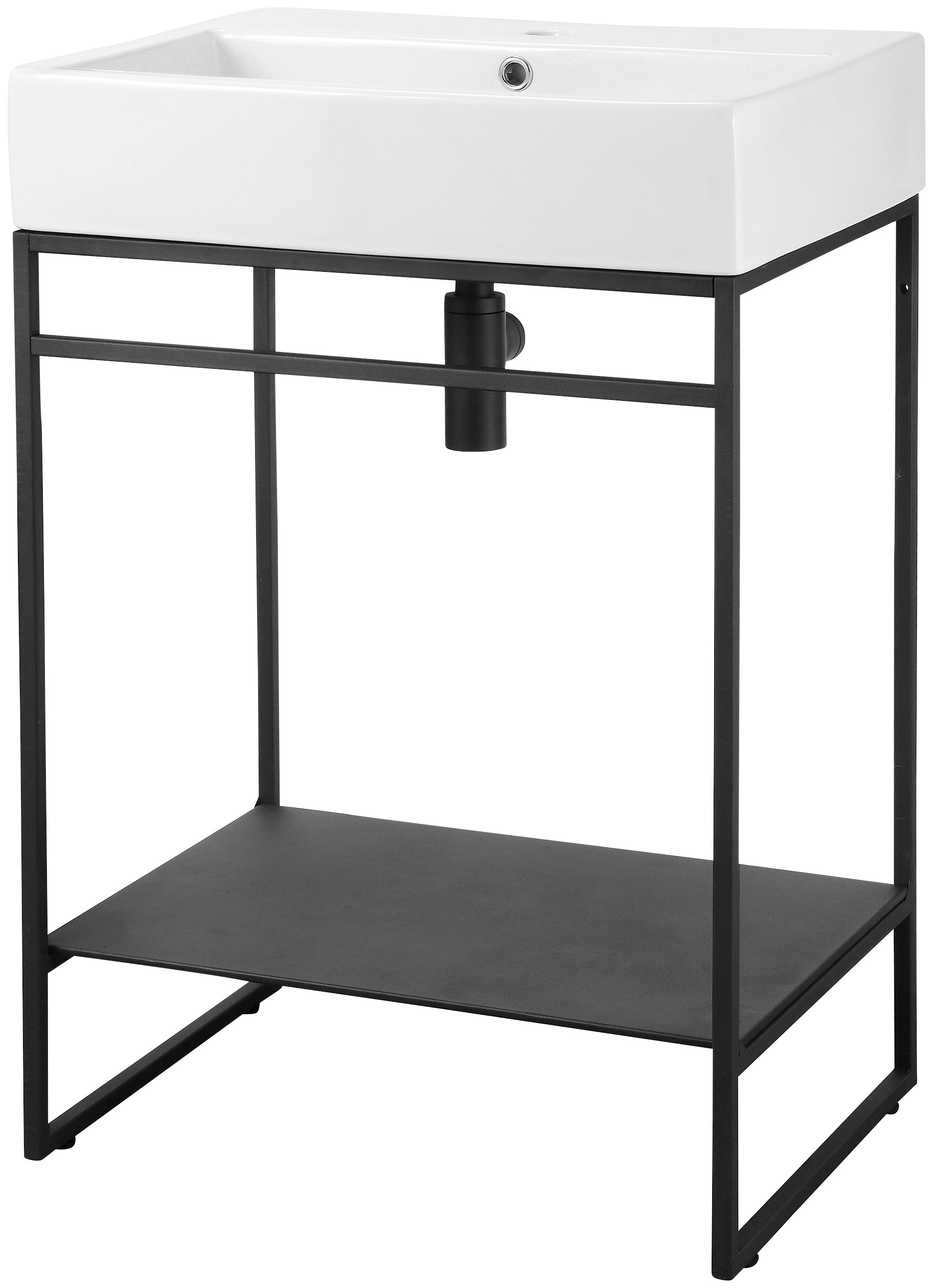 welltime Waschtisch »Loft« Badmöbel, schwarz, mit Keramikwaschbecken, Breite 60cm