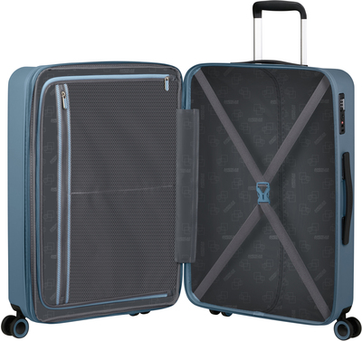 American Tourister Dynabelt Spinner Trillekoffert 68L, Rainstorm Blue