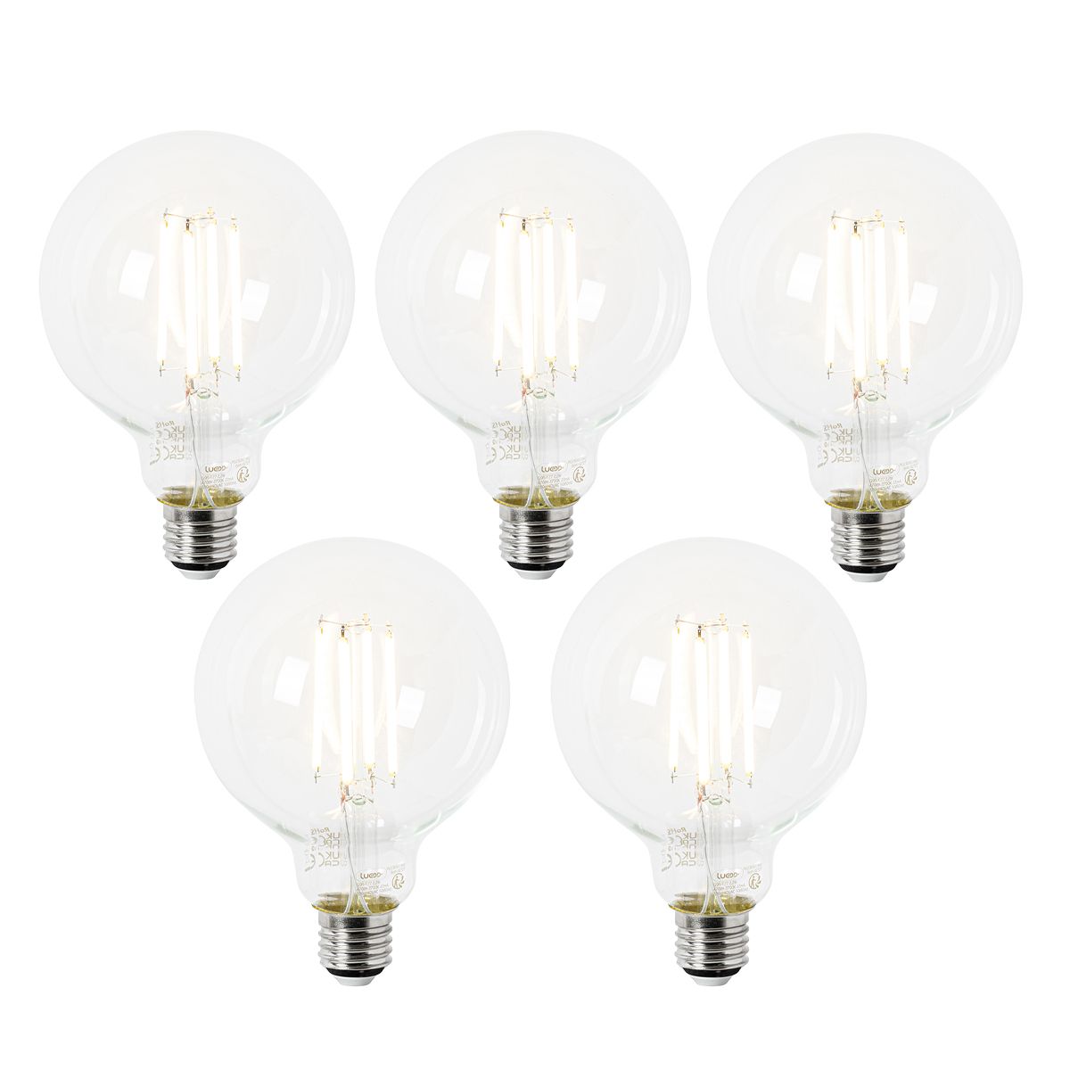 Set van 5 E27 LED lamp G95 helder 2,2W 470 lm 2700K