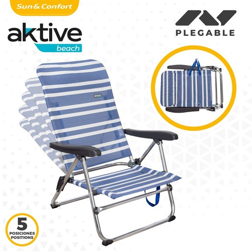 Cadeira de praia dobrável Aktive com 5 posições