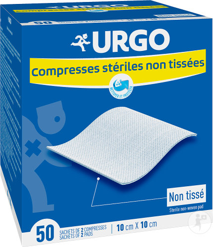 Urgo Compresses Stériles Non-Tissées 10x10cm Sachets 50x2 Compresses