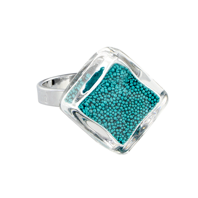 Bague en verre soufflée - Losange Nano Billes