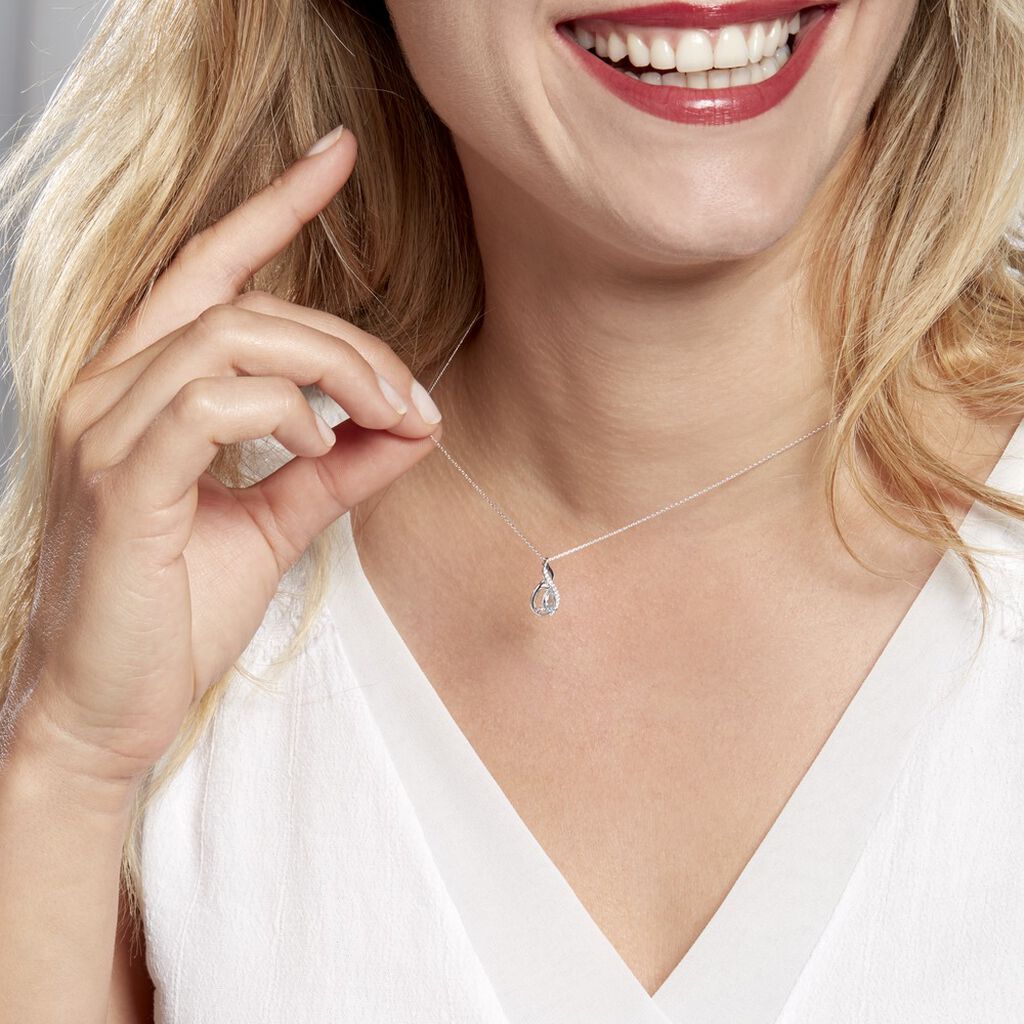 Collier Dai Or Blanc Topaze Oxyde