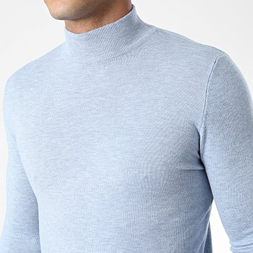 Pull Col Cheminée 665 Bleu Clair Chiné