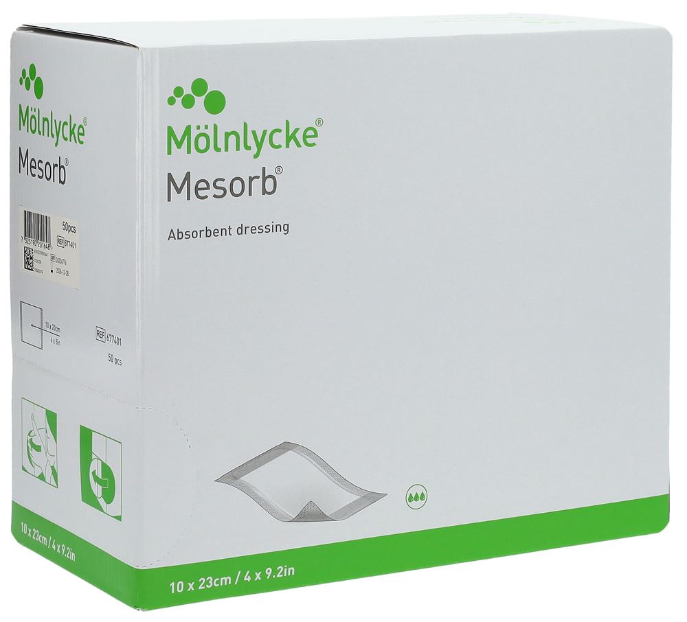 MESORB Absorbierender Saugverband<br>50 Stück, 10x23cm, steril