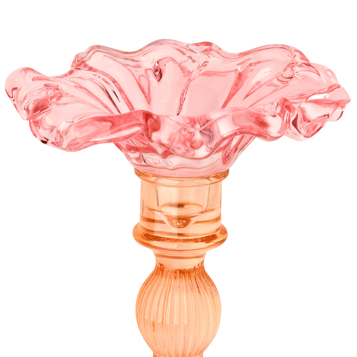 Kerzenhalter in Blumen-Form orange / pink