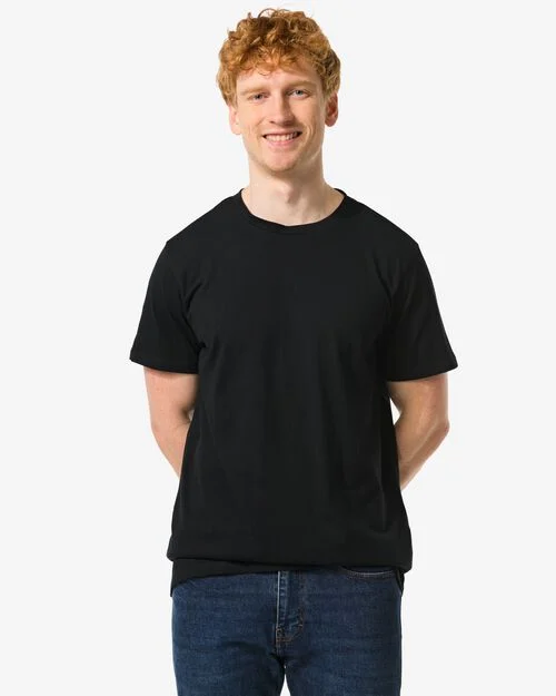 2 t-shirts homme regular fit col rond extra long noir