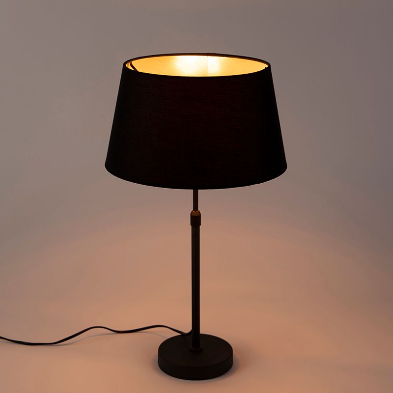 Tafellamp zwart met kap zwart met goud 35 cm - Parte