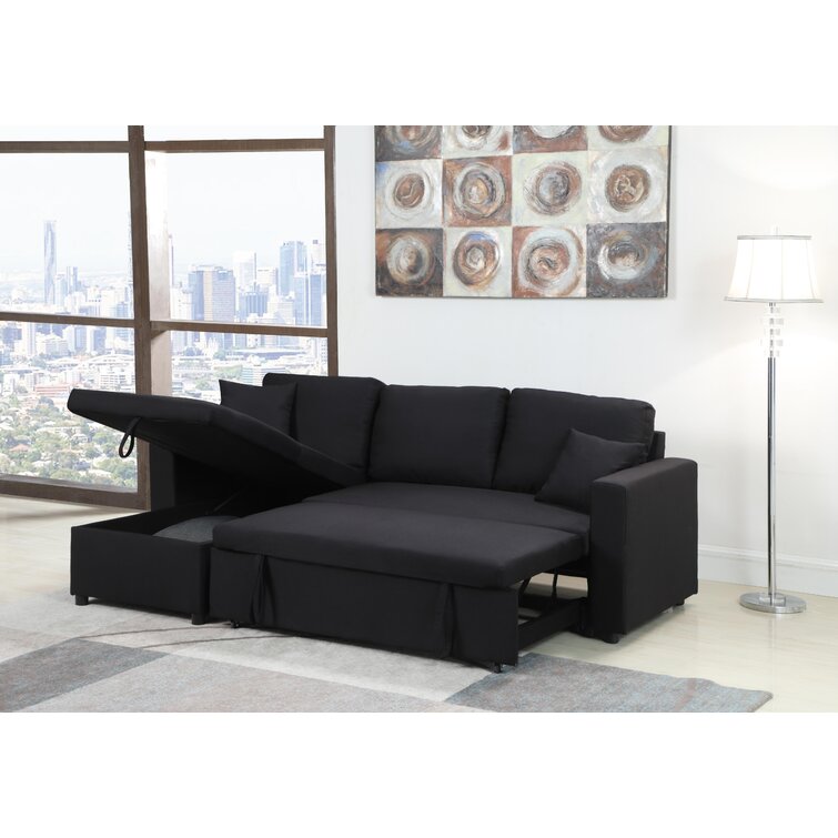 Vernita 87&prime;&prime; Wide Linen Reversible Sleeper Sofa & Chaise