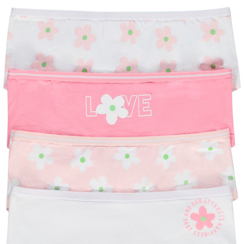 Lot de 4 shorties en jersey motif fantaisie fleurs pour fille - Multicolore