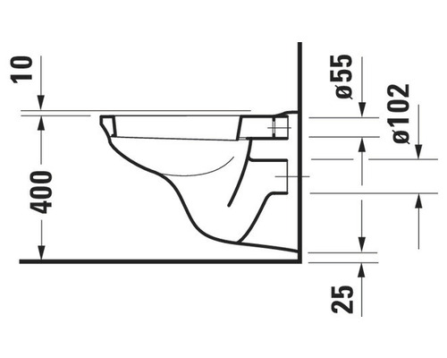 DURAVIT wandcloset D-Code, diepspoel, met rand, glanzend wit, zonder toiletzitting 184090000