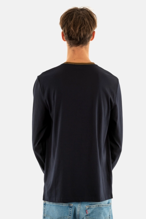 Tee shirt manches longues fred perry twin tipped m68 navy / dark caramel / dar