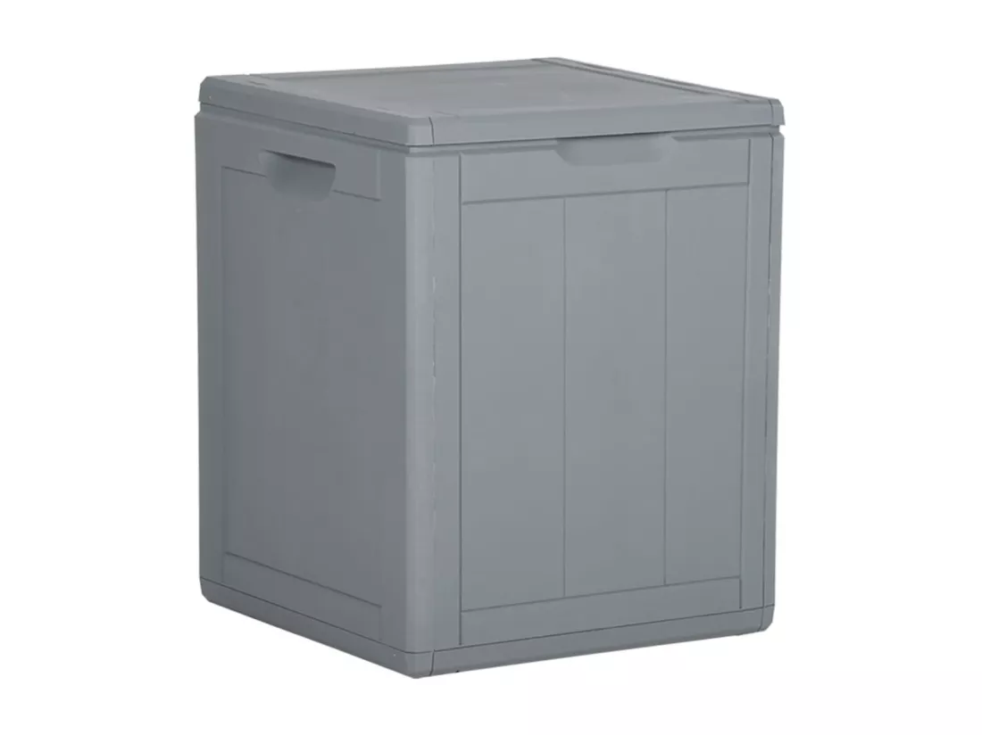 Boîte de rangement de jardin 90 L Gris PP Rotin