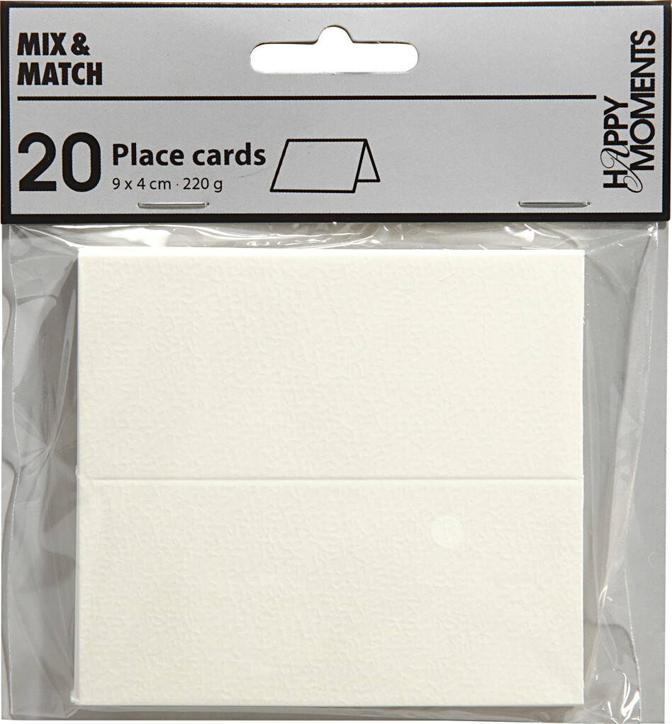 Bordkort - Hvid - 9X4 CM - 20 Stk