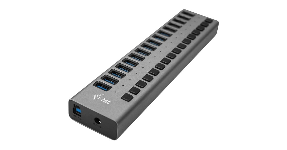 i-tecUSB 3.0 Charging HUB 16 port + Power Adapter usb-hub  (Zwart)