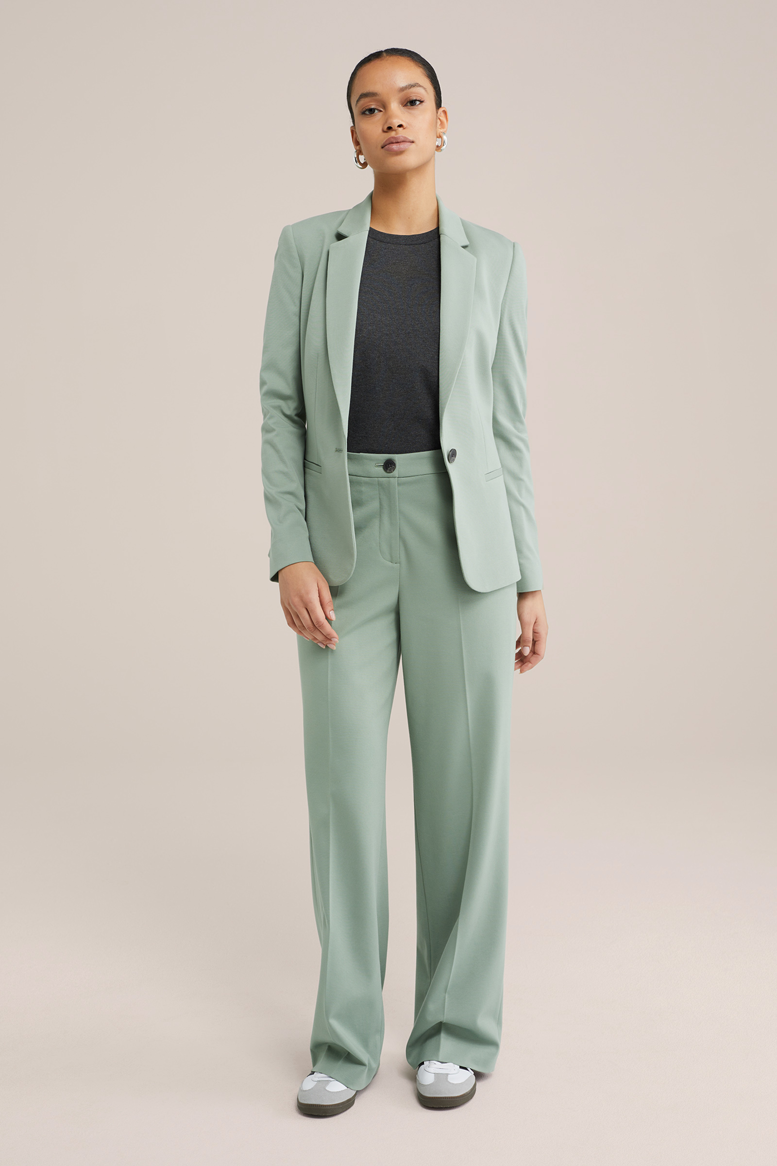 getailleerde jersey-stretch blazer WE Fashion Lichtgroen