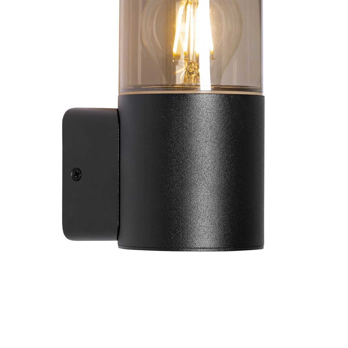 Moderne zwarte buitenwandlamp met gerookte kap IP44 - Odense