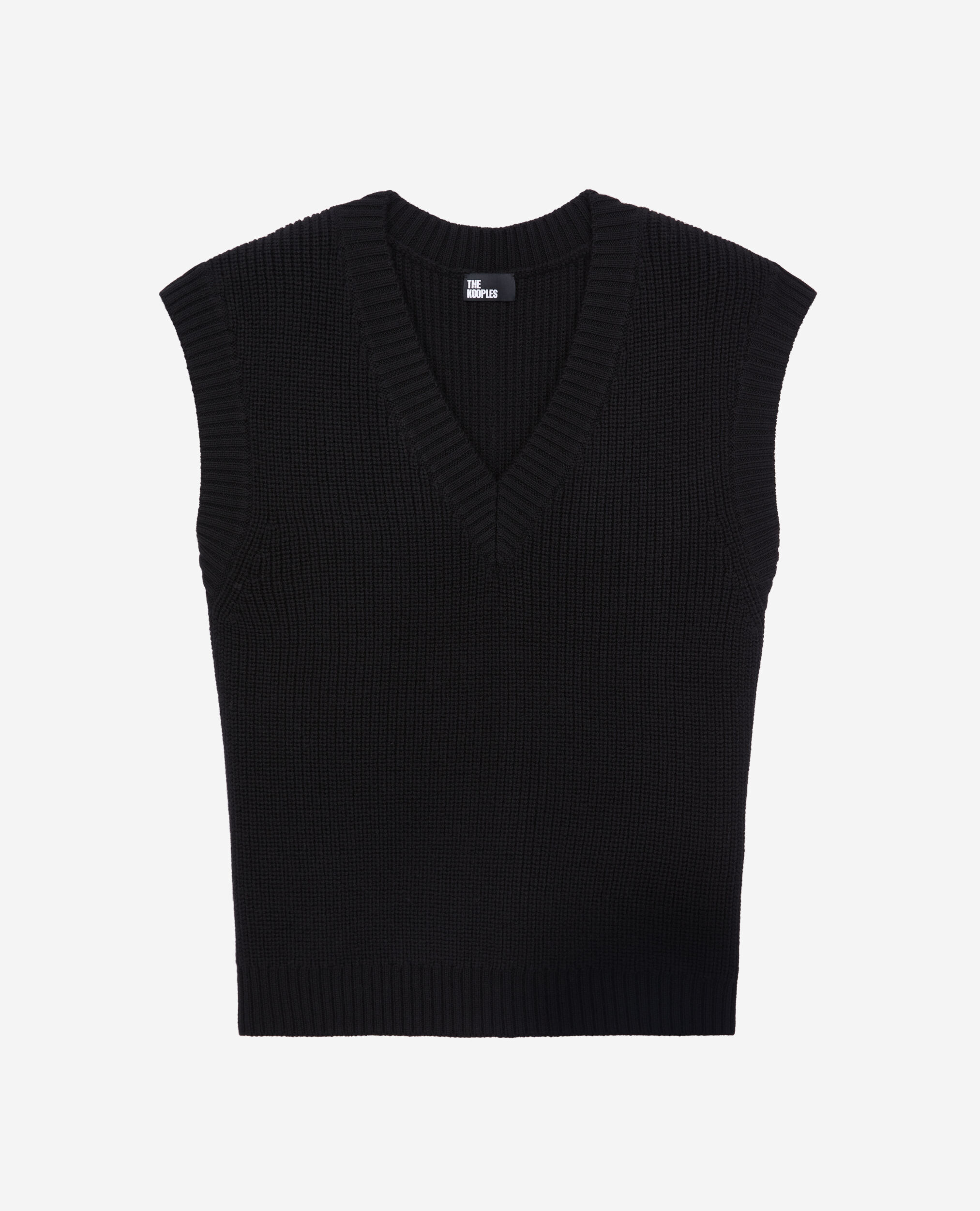Black sleeveless wool sweater